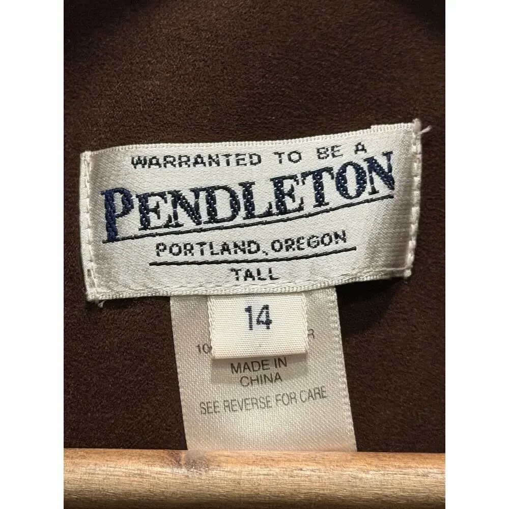 Pendleton Brown Jacket Women 14 Tall Button Front Lightweight Coat Classic 90’s